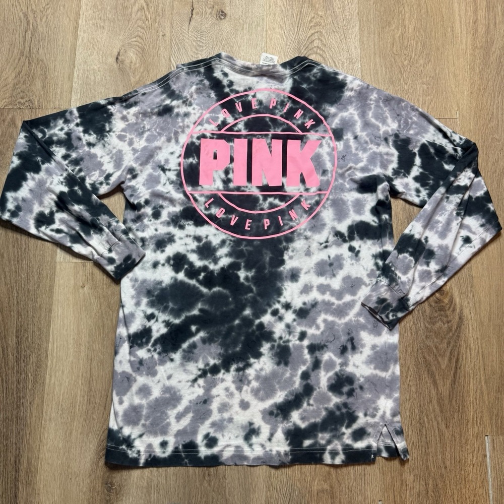 Victoria's Secret Pink XS Black Tie Dye Pink‎ Campus Long Sleeve